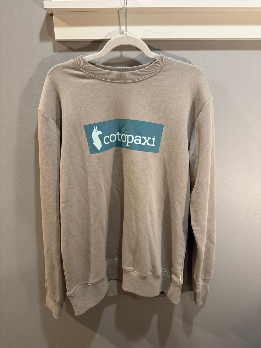 cotopaxi Taupe Crewneck Sweatshirt with Teal Logo